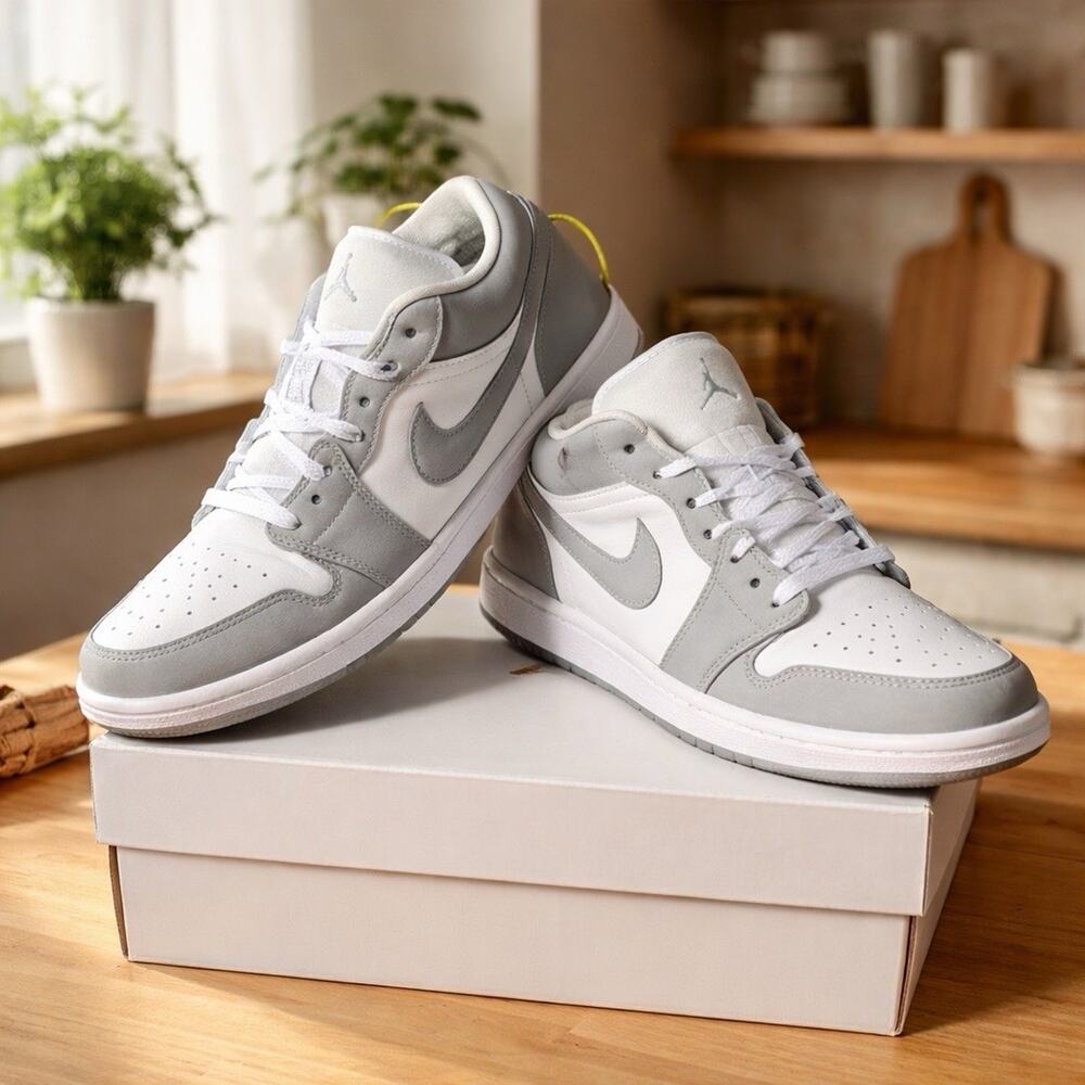 Womens Air Jordan 1 Low Wolf Grey Size 8.5 Icy Bottoms!!! - DC0774 105 OG Box